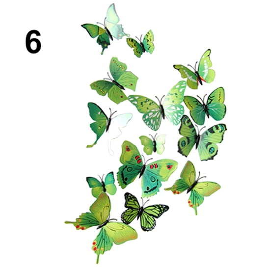12pcs 3D PVC Butterflies DIY Butterfly Art Decal Home Decor Wall Mural Stickers 12pcs 3D PVC Butterflies DIY Butterfly Art Decal Home Decor Wall Mural Stickers